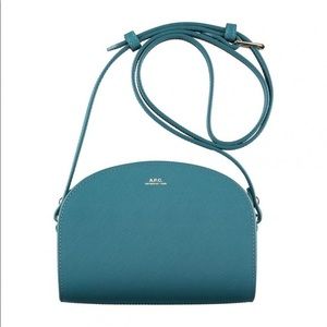 New/Unused: A.P.C. Teal Demi-Lune Mini Crossbody Bag